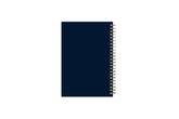 2024 weekly monthly planner from day designer for blue sky featuring a 5x8 planner with gold twin wire-o binding, and dark blue flexible back cover design
