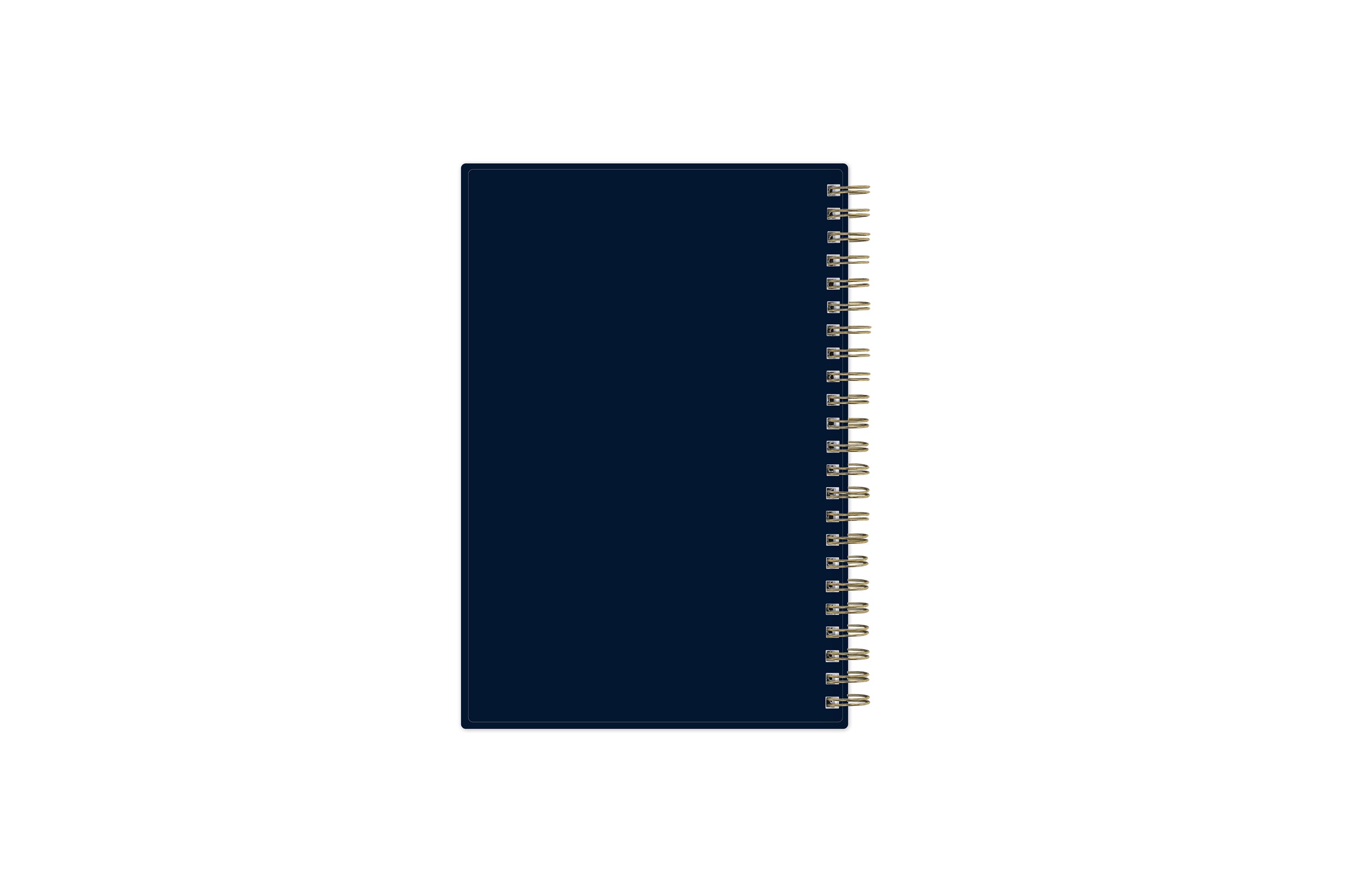 2024 weekly monthly planner from day designer for blue sky featuring a 5x8 planner with gold twin wire-o binding, and dark blue flexible back cover design
