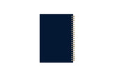 day designer for blue sky 5x8 weekly and monthly planner with gold wire-o binding and navy background