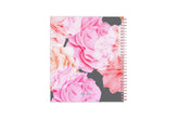 This 2024 monthly planner in 8x10 planner size featuring a flexible back cover with beautiful floral design and rose gold twin wire-o binding