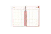 This 2023-2024 weekly monthly planner features a monthly spread with lined writing space, notes section, reference calendars and white monthly tabs with gold imprints