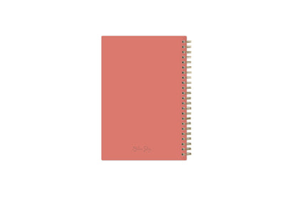 2023-2024 weekly monthly academic school planner featuring twin wire-o binding and a coral back cover in 5x8 planner size