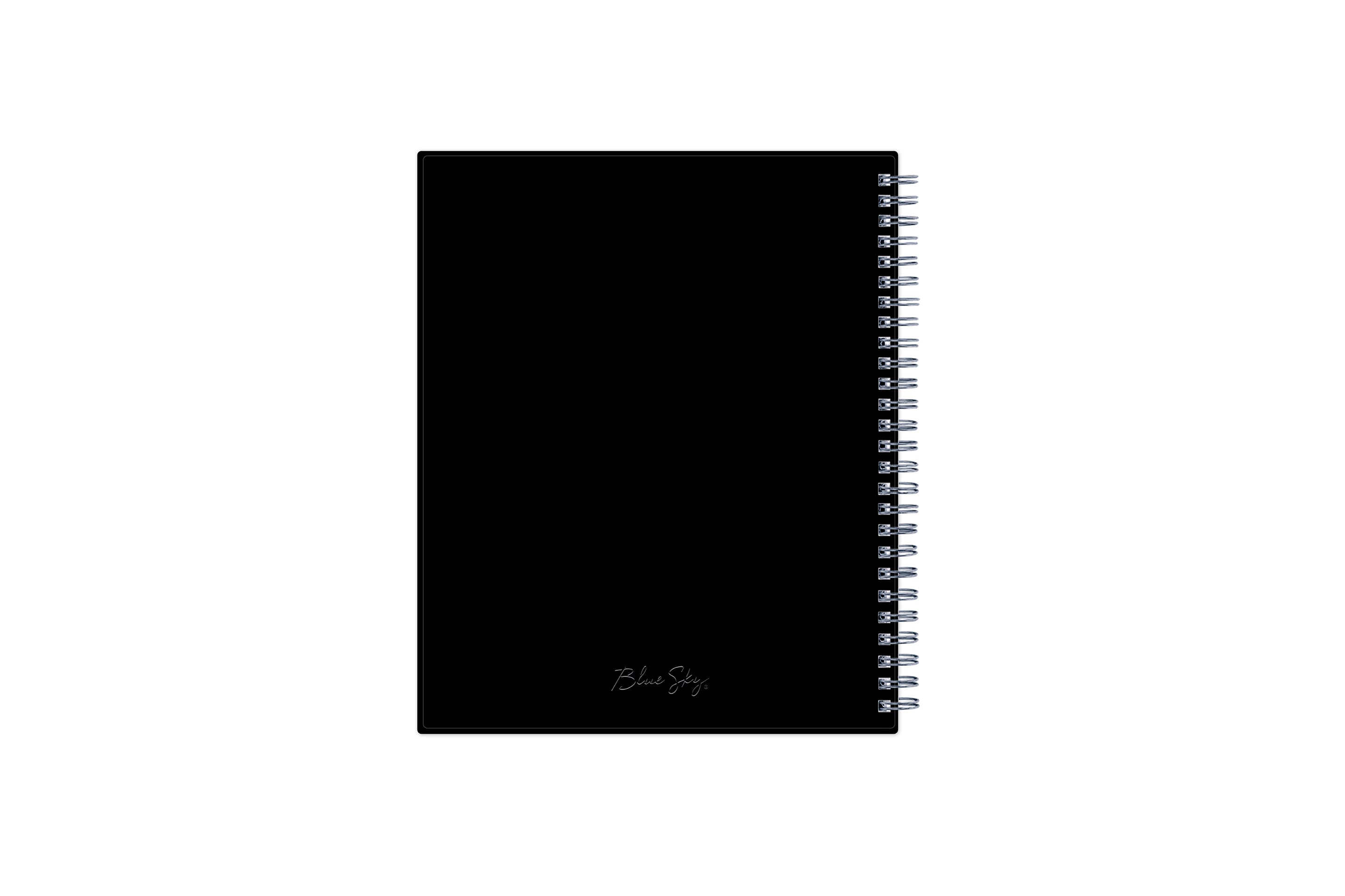 January 2024 to December 2024 weekly planner featuring a solid flexible black back cover, silver twin wire-o, and a compact 5x8 size planner