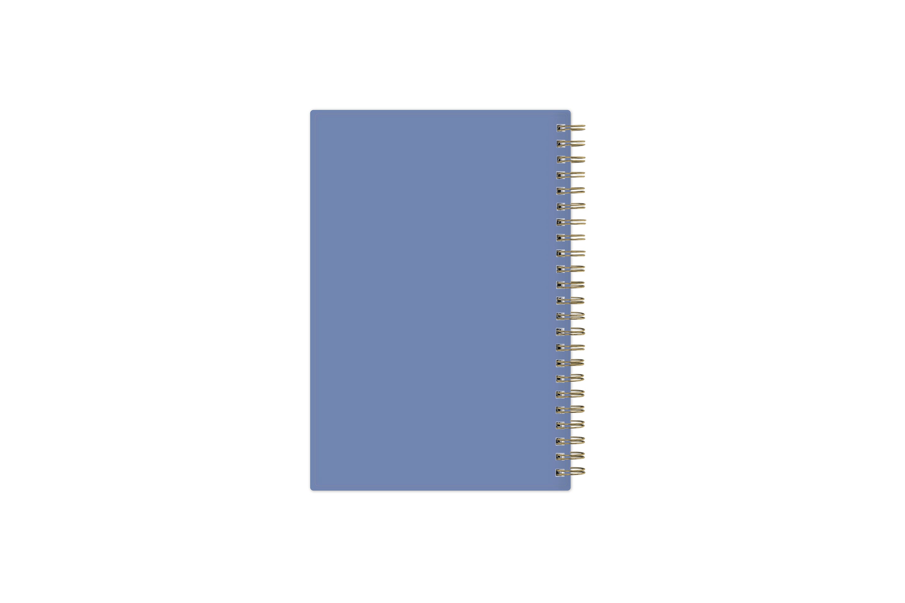 2023-2024 academic school weekly and monthly notes planner from Day Designer for blue Sky featuring a light blue backcover and gold twin-wire O binding