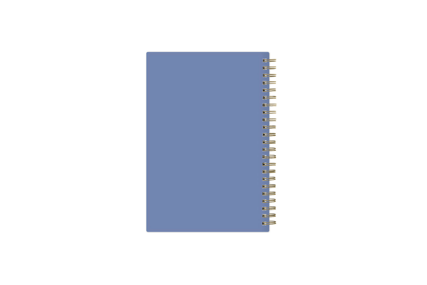 2023-2024 academic school weekly and monthly notes planner from Day Designer for blue Sky featuring a light blue backcover and gold twin-wire O binding