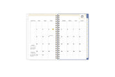 2023-2024 weekly monthly planner featuring a monthly spread with blue tabs for each month  and notes and to-do section