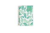 2023-2024 weekly and monthly day designer planner for blue sky featuring palms front cover silver wire-o binding in a 5x8 planner size