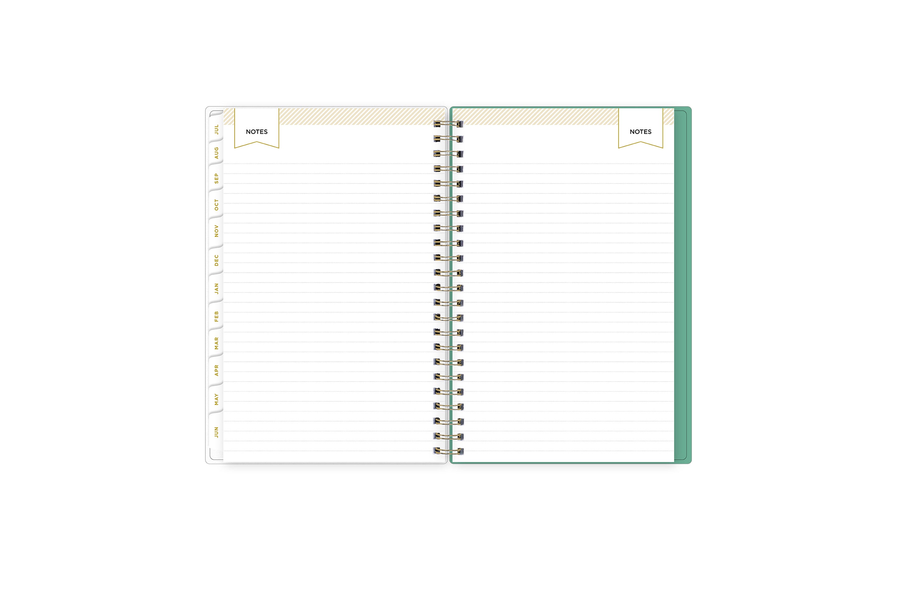Lined notes pages on the 2023-2024 weekly monthly planner for July to June
