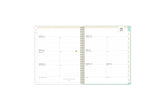 2023-2024 weekly and monthly planner featuring a weekly spread with notes section, to-do list, and mint tabs in 8.5x11 planner size