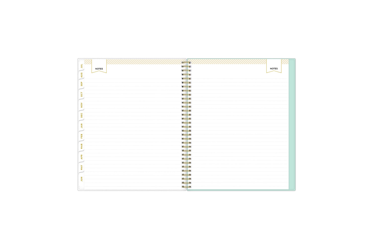Lined notes pages on the 2023-2024 weekly monthly planner for July to June