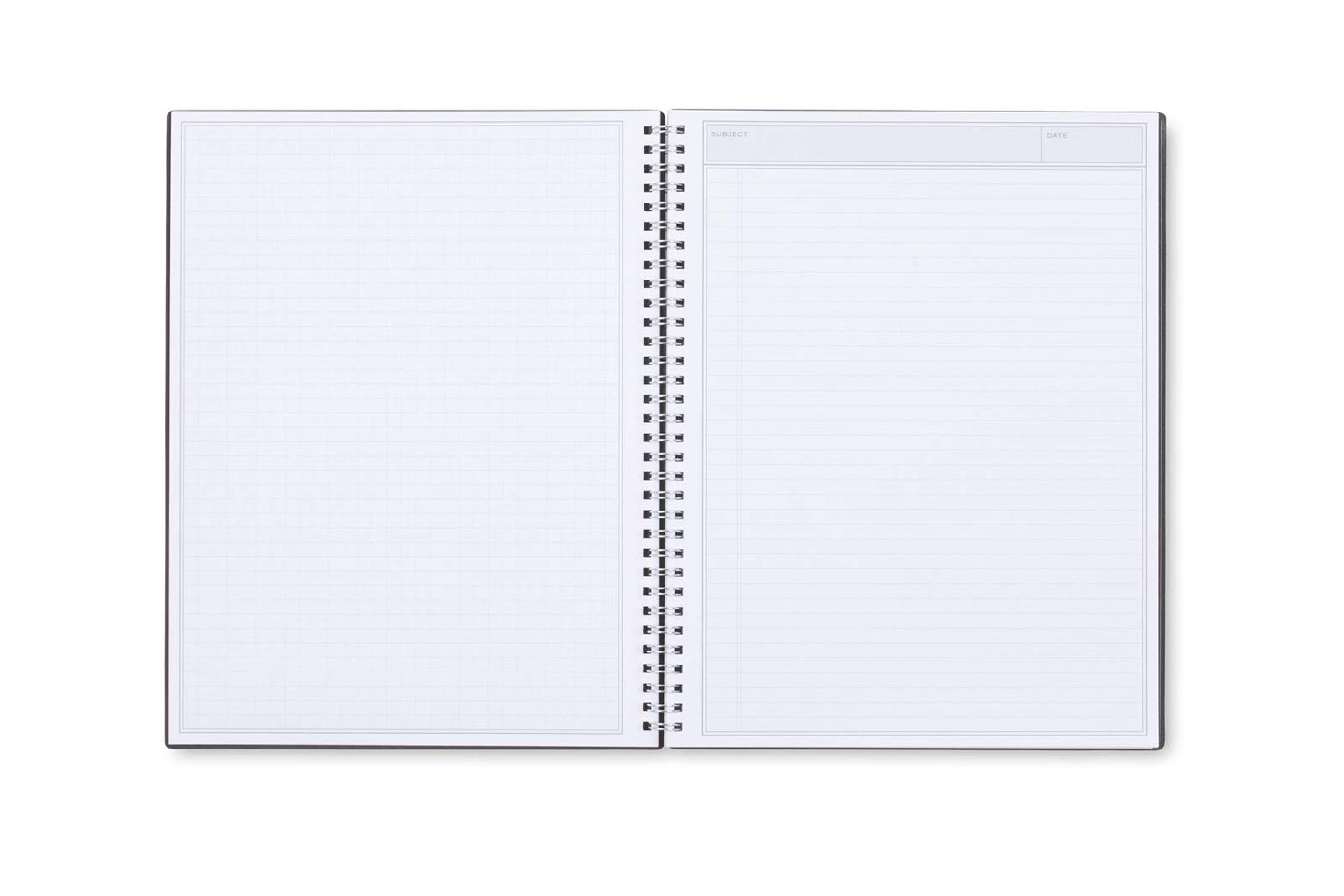 Ample lined writing space and graph sheet with subject and date header for notes, meetings, and writing down projects.