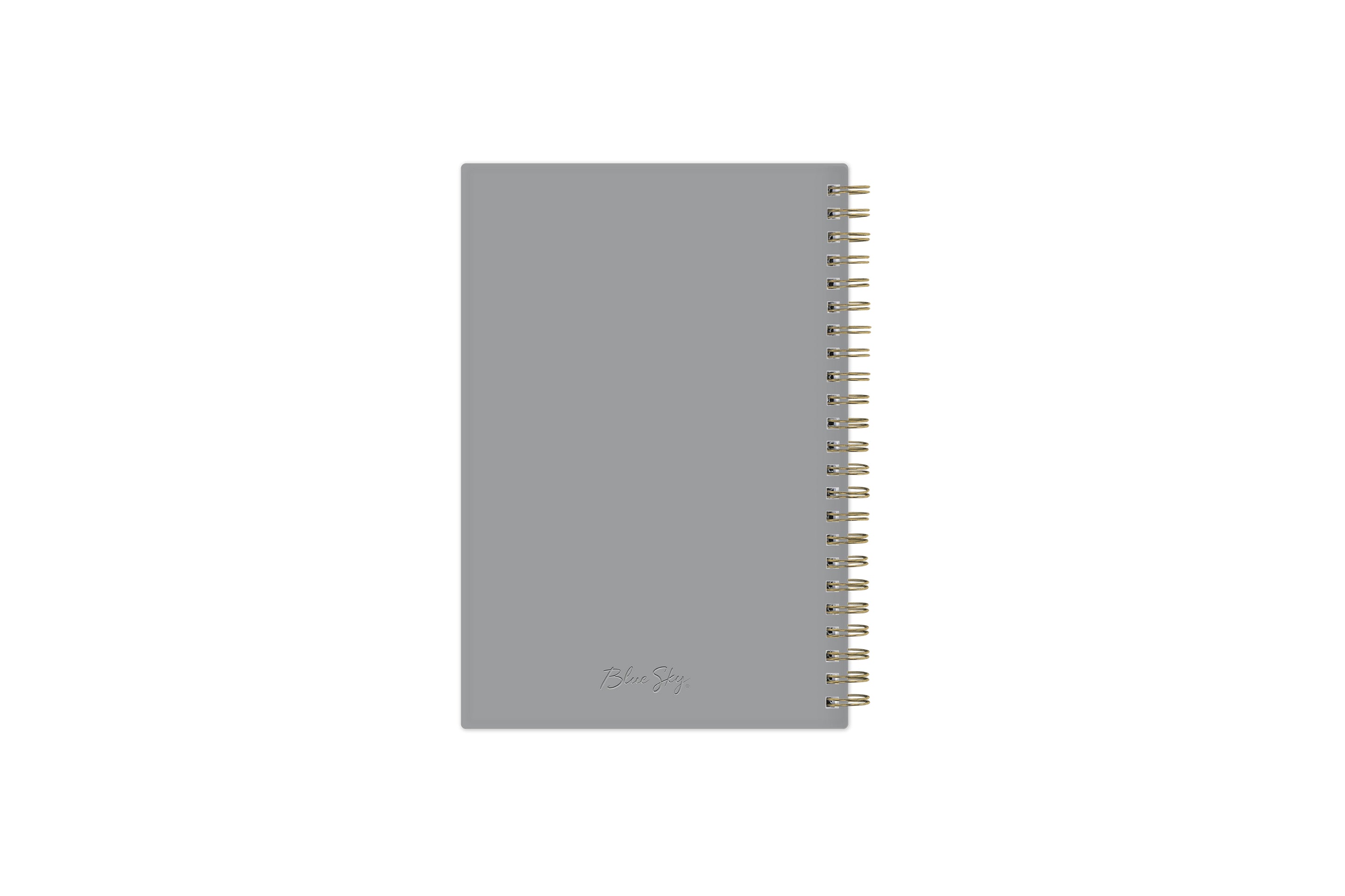 January 2024 to December 2024 weekly planner featuring a solid flexible grey back cover, silver twin wire-o, and a compact 5x8 size planner