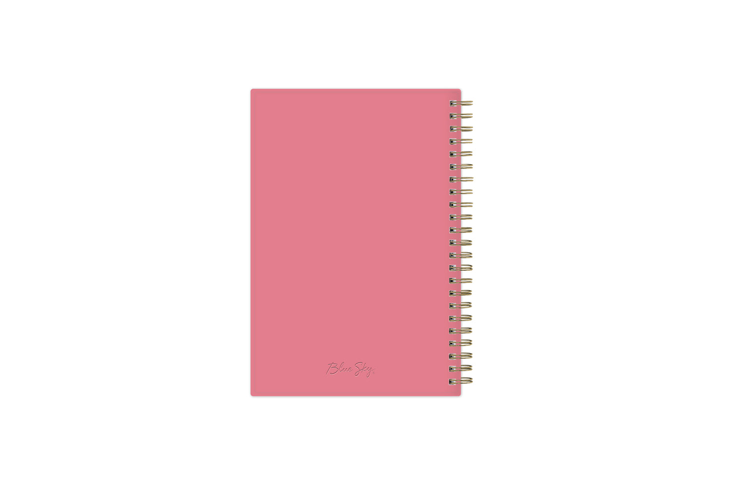 January 2024 to December 2024 weekly planner featuring a solid flexible coral back cover, silver twin wire-o, and a compact 5x8 size planner