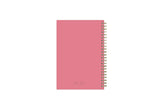 January 2024 to December 2024 weekly planner featuring a solid flexible coral back cover, silver twin wire-o, and a compact 5x8 size planner