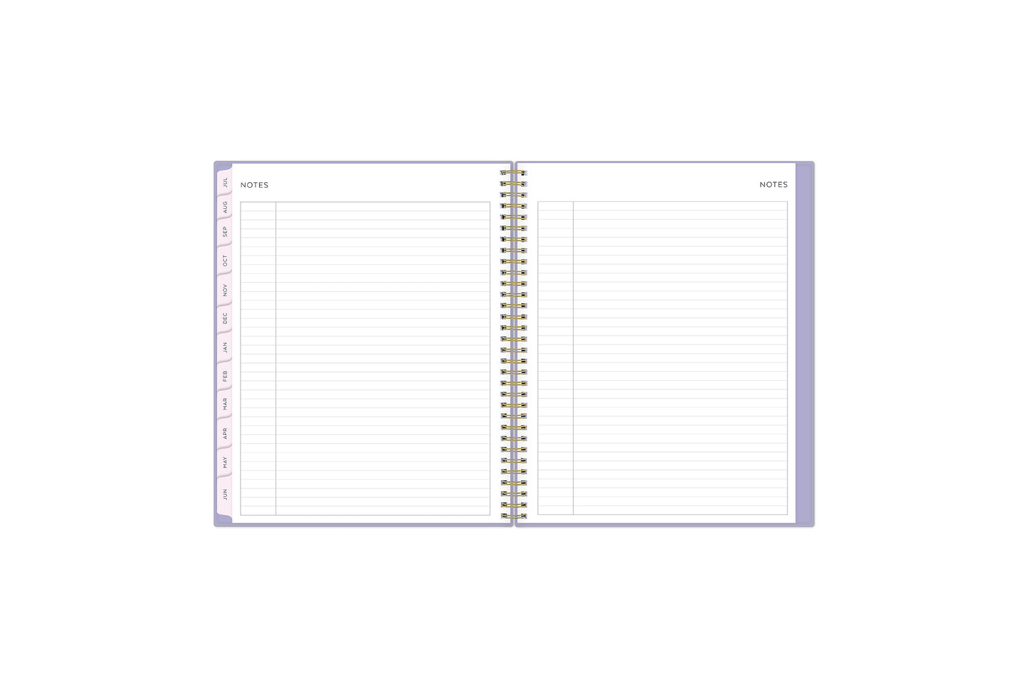 Lined notes pages on the 2023-2024 weekly monthly planner for July to June