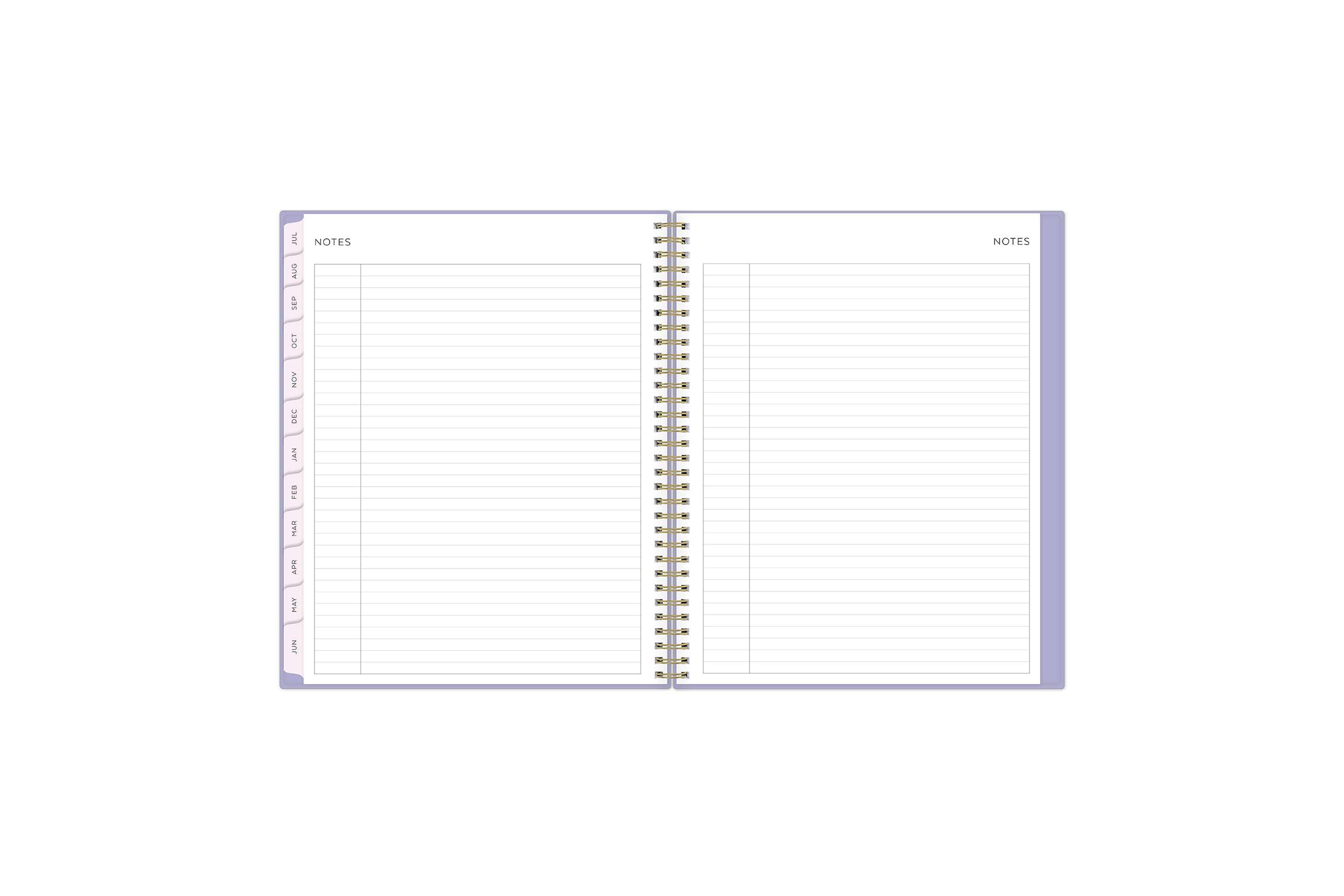 Lined notes pages on the 2023-2024 weekly monthly planner for July to June