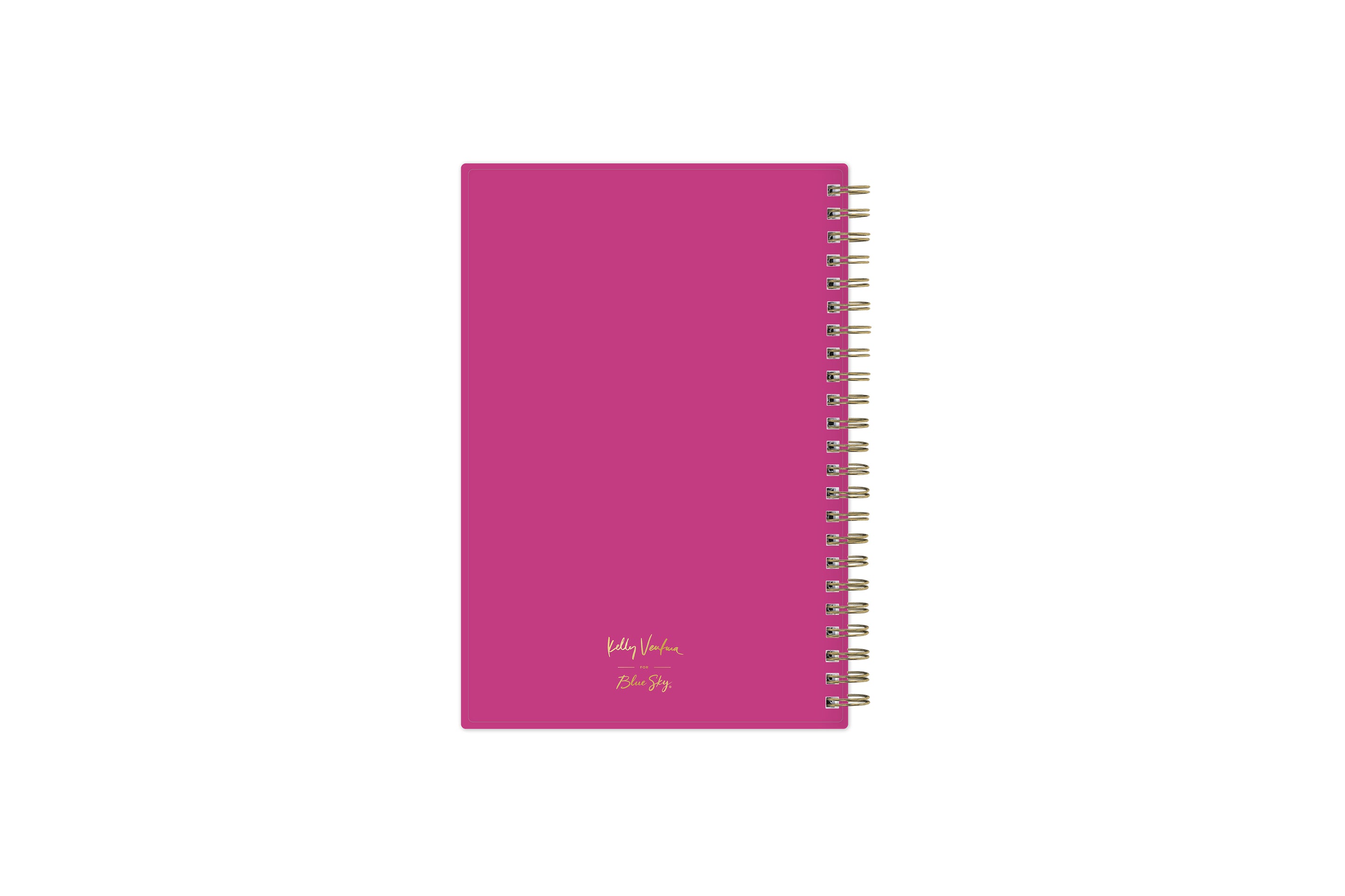 kelly ventura 2023 planner featuring a hot pink back cover and gold twin wire-o binding