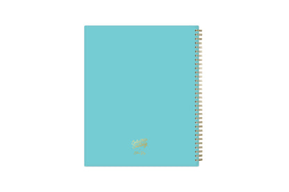 Fun, bright foral patterns 2023-2024 weekly monthly gold wire binding 8.5x11 teal backcover