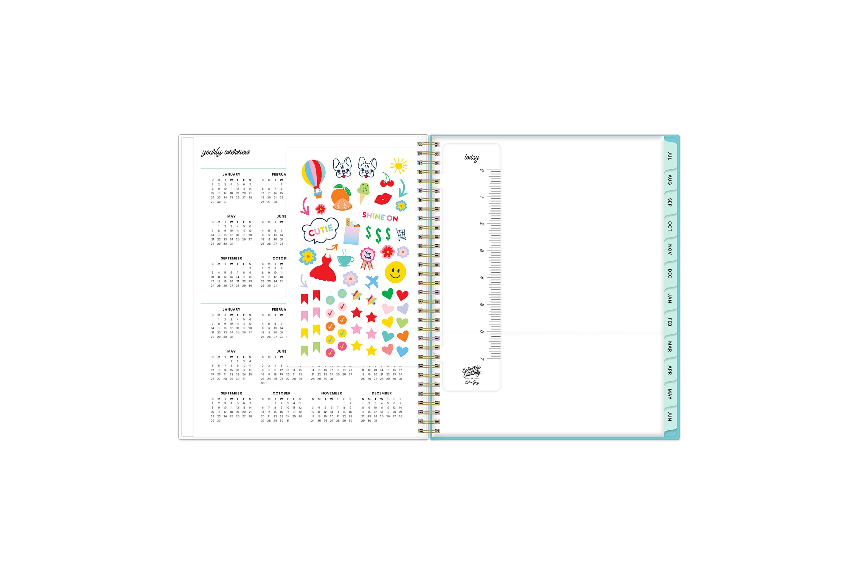sticker sheet, bookmark, poly pocket, mint monthly tabs reference calendars 2023-2024