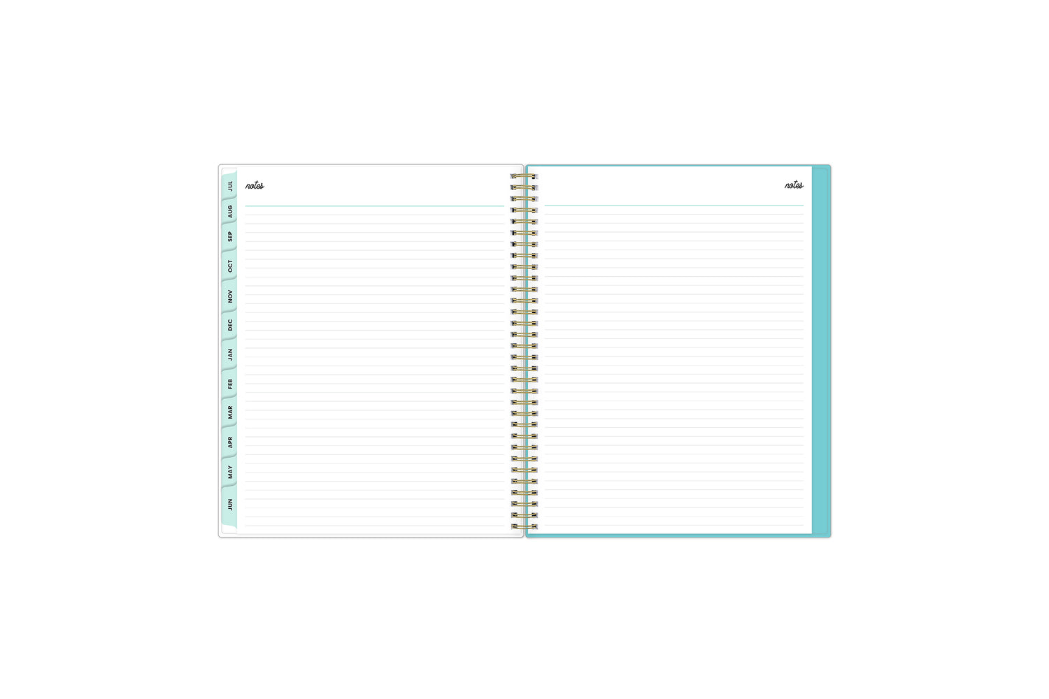 Lined notes pages on the 2023-2024 weekly monthly planner for July to June