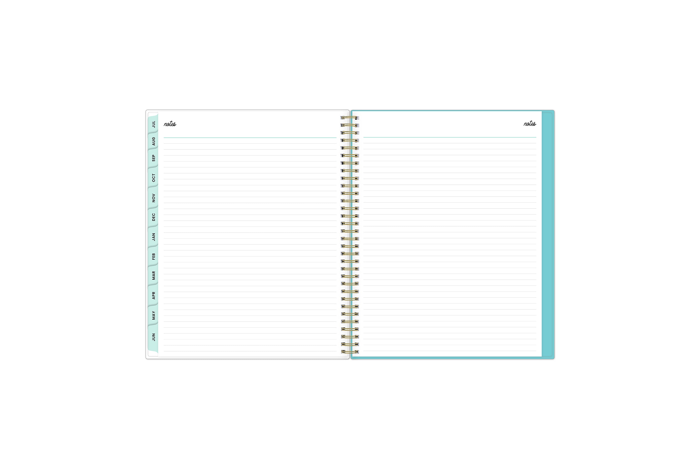 Lined notes pages on the 2023-2024 weekly monthly planner for July to June