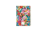 assorted colorful flowers front cover, gold twin wire o binding, dated 2023-2024 5x8 planner size