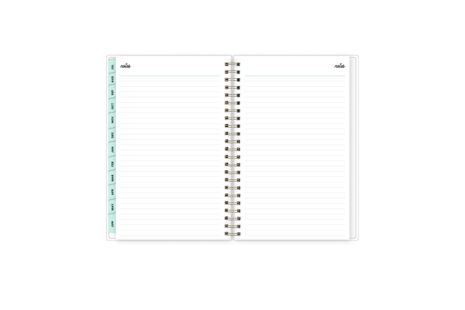 Lined notes pages on the 2023-2024 weekly monthly planner for July to June