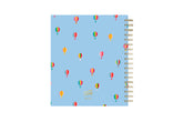 Color Me Courtney designed for Blue Sky featuring air balloons on a blue sky background and gold wire-o binding 8x10 academic planner