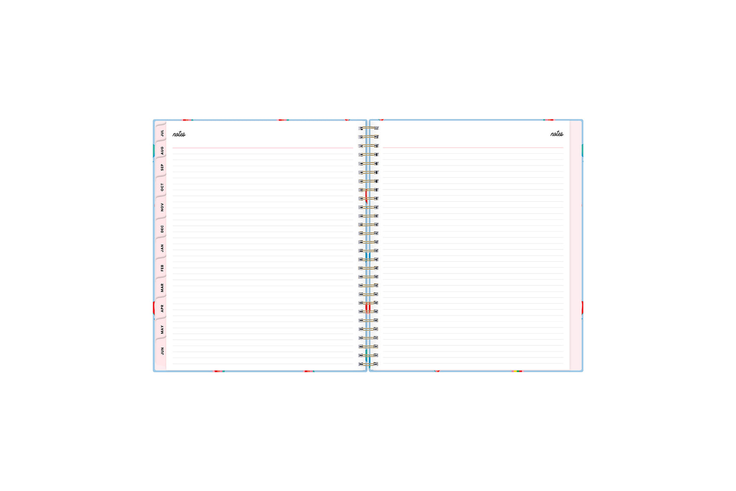 Lined notes pages on the 2023-2024 weekly monthly planner for July to June academic planner