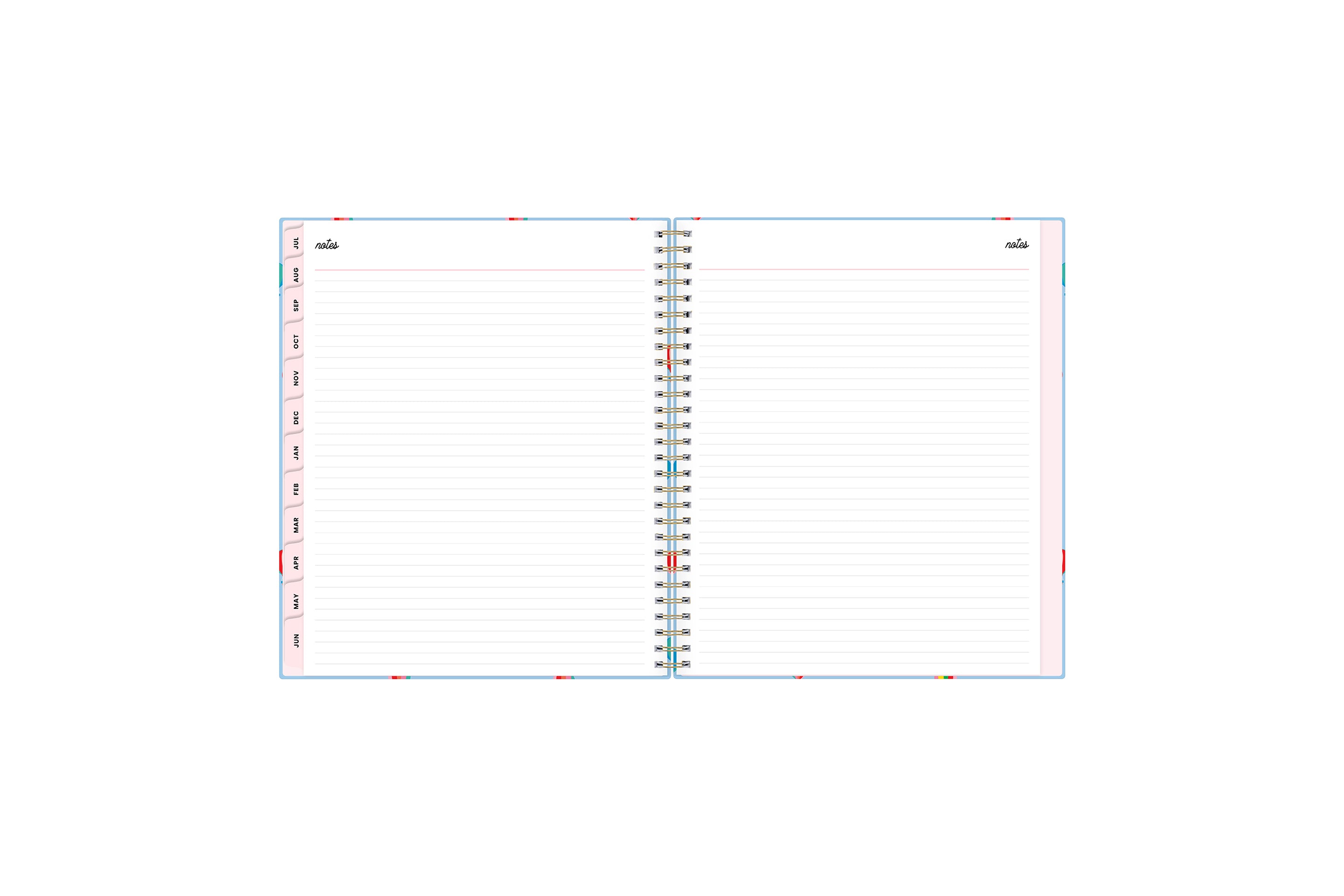 Lined notes pages on the 2023-2024 weekly monthly planner for July to June academic planner