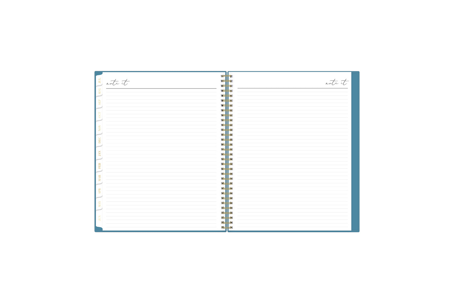 Lined notes pages on the 2023-2024 weekly monthly planner for July to June with ample writing space for any classroom planning, and note-taking