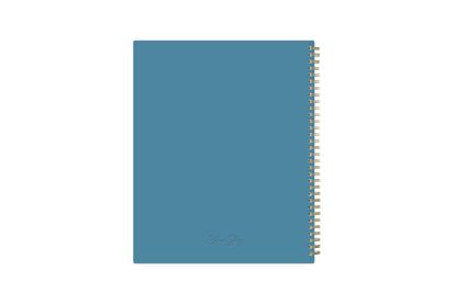 Solid oxford blue back cover with 2023 spelt out, gold twin wire o binding in 8.5x11 planner size