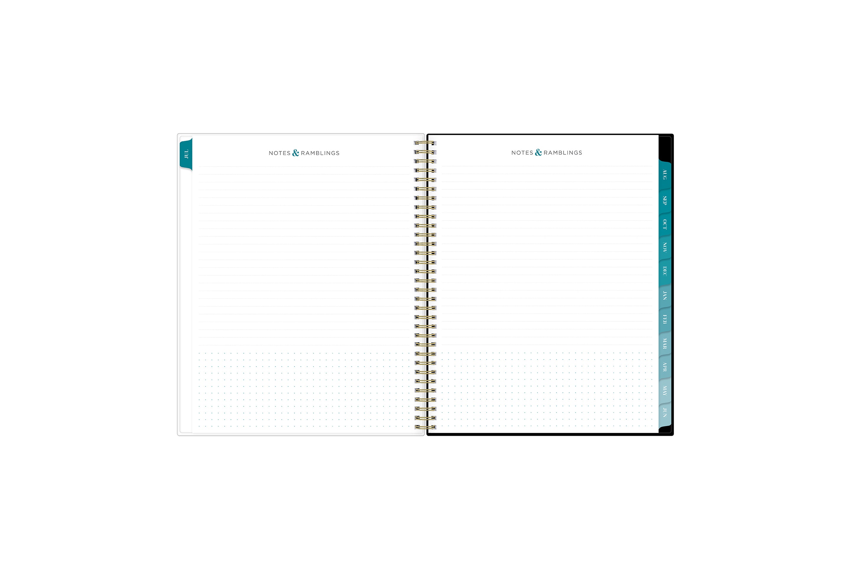 Lined notes pages on the 2023-2024 weekly monthly planner for July to June