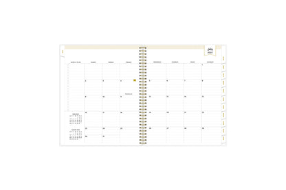 2023-2024 academic weekly monthly planner featuring a monthly spread grid lined notes, to-do list, goals, mint tabs, and reference calendars in 8.5x11 planner size