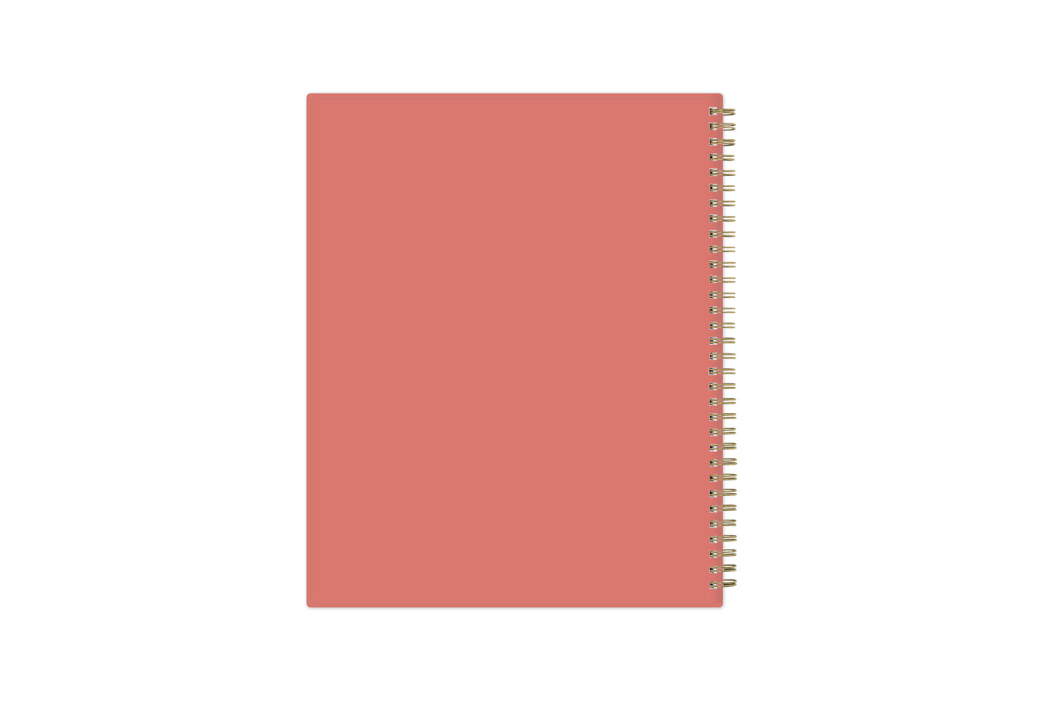 5x8 solid coral back cover with gold twin wire o binding 8.5x11