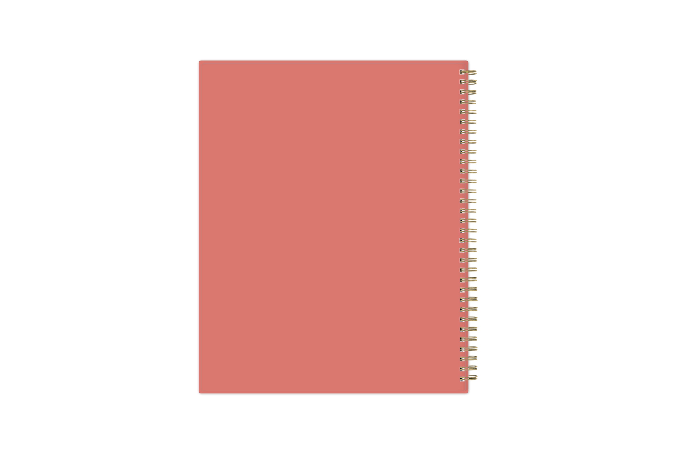 5x8 solid coral back cover with gold twin wire o binding 8.5x11