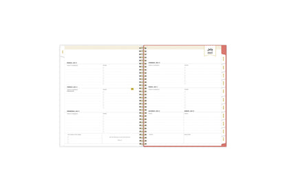 2023-2024 weekly and monthly planner featuring a weekly spread with notes section, to-do list, and rainbow colored tabs in 5x8 planner size