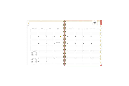 Weekly monthly 8.5x11 academic planner monthly spread featuring rainbow tabs, notes section with to-do list