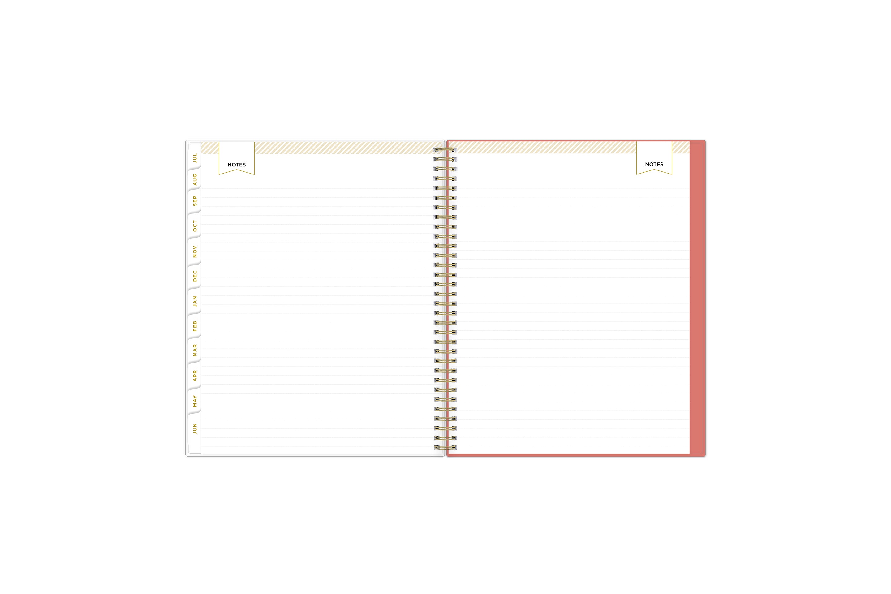 Lined notes pages on the 2023-2024 weekly monthly planner for July to June with ample writing space for any classroom planning, and note-taking