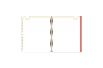Lined notes pages on the 2023-2024 weekly monthly planner for July to June with ample writing space for any classroom planning, and note-taking