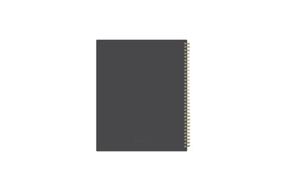 solid charcoal background 8.5x11 weekly monthly planner featuring a charcoal background