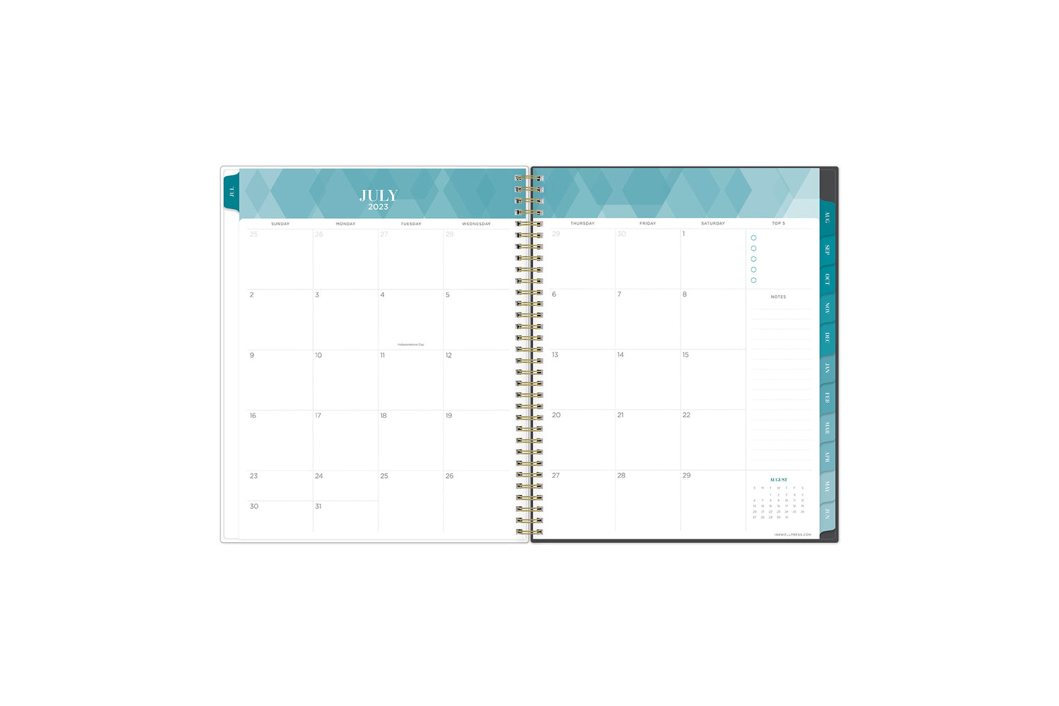 2023-2024 academic weekly planner monthly spread featuring clean writing space, weekly do do&