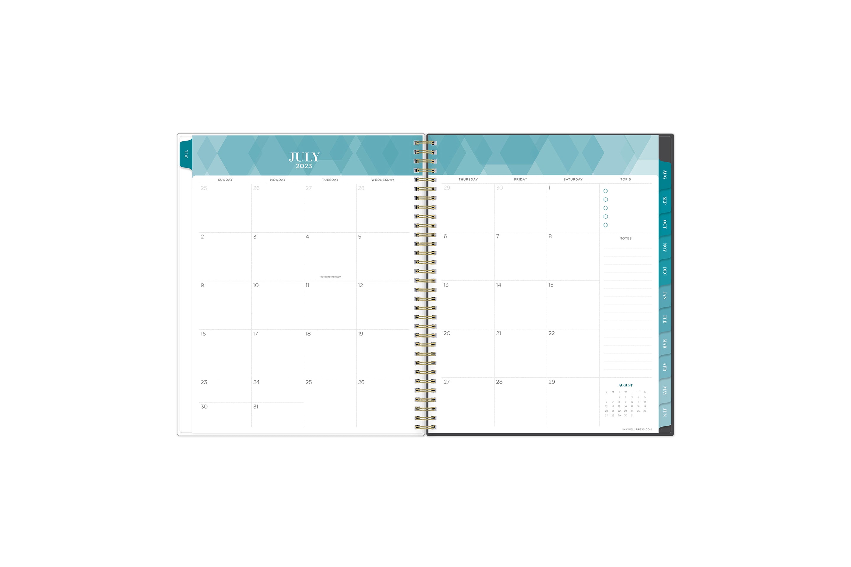 2023-2024 academic weekly planner monthly spread featuring clean writing space, weekly do do&