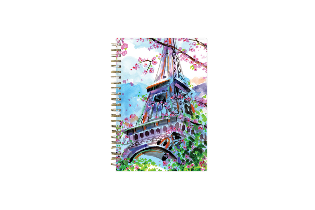 5x8 beautiful painting of paris eiffel tower gold twin wire o binding 2023-2024