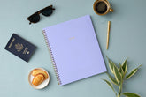 23/24 printed academic year, solid lavender front cover, in 8.5x11 planner size