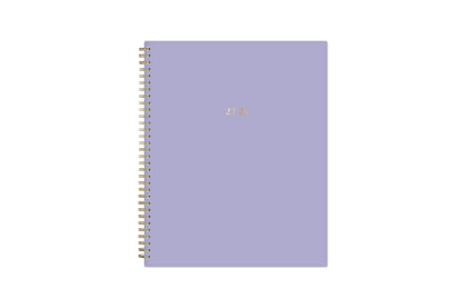 23/24 printed academic year, solid lavender front cover, in 8.5x11 planner size