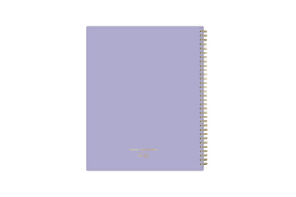 2023-2024 academic planner with solid lavender back cover, gold twin wire=o binding