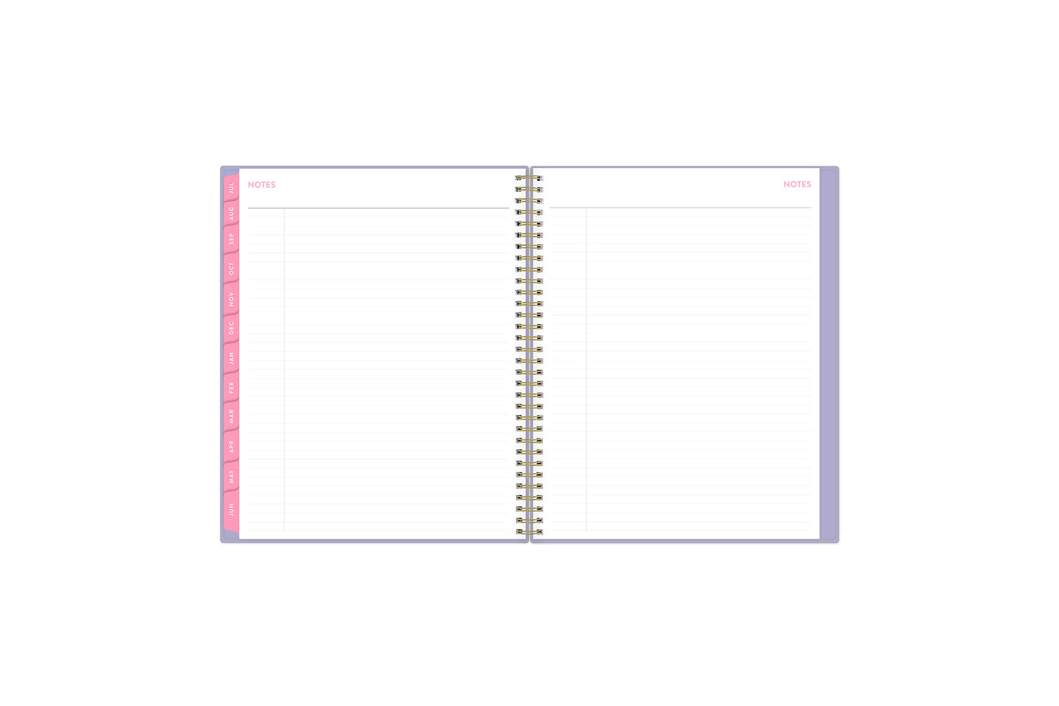 Lined notes pages on the 2023-2024 weekly monthly planner for July to June