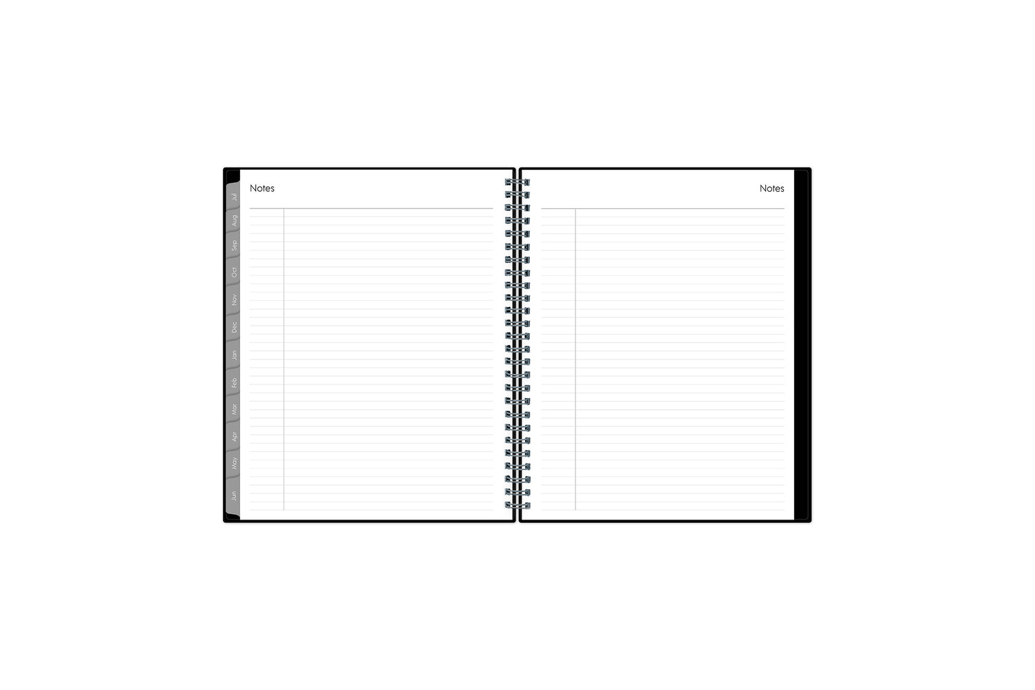 Lined notes pages on the 2023-2024 monthly planner for July to June