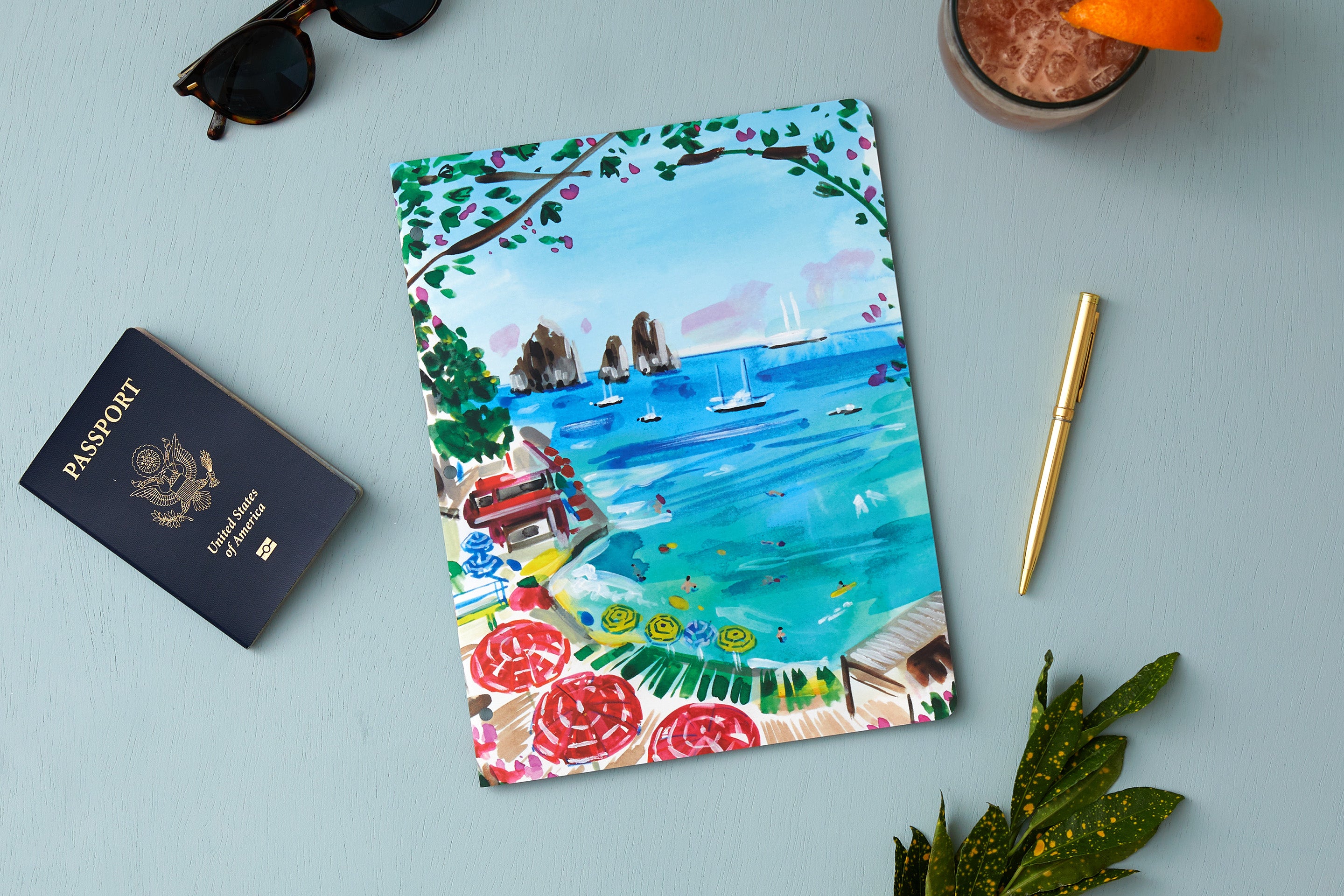 Take me to capri Italy featuring a beautiful painted beach view in 8.5x11 planner size for 2023-2024